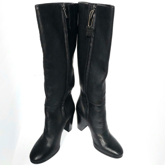 NWOB Kenneth Cole Black Soft Pebble Leather Justin Tall Riding Style Boot Sz 6 - Picture 3 of 9